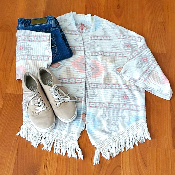 Mauve Sweaters - Anthro Mauve Open Tribal Print Cardigan